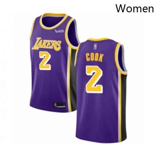 Womens Los Angeles Lakers 2 Quinn Cook Authentic Purple Basketball Jersey Statement Edition
